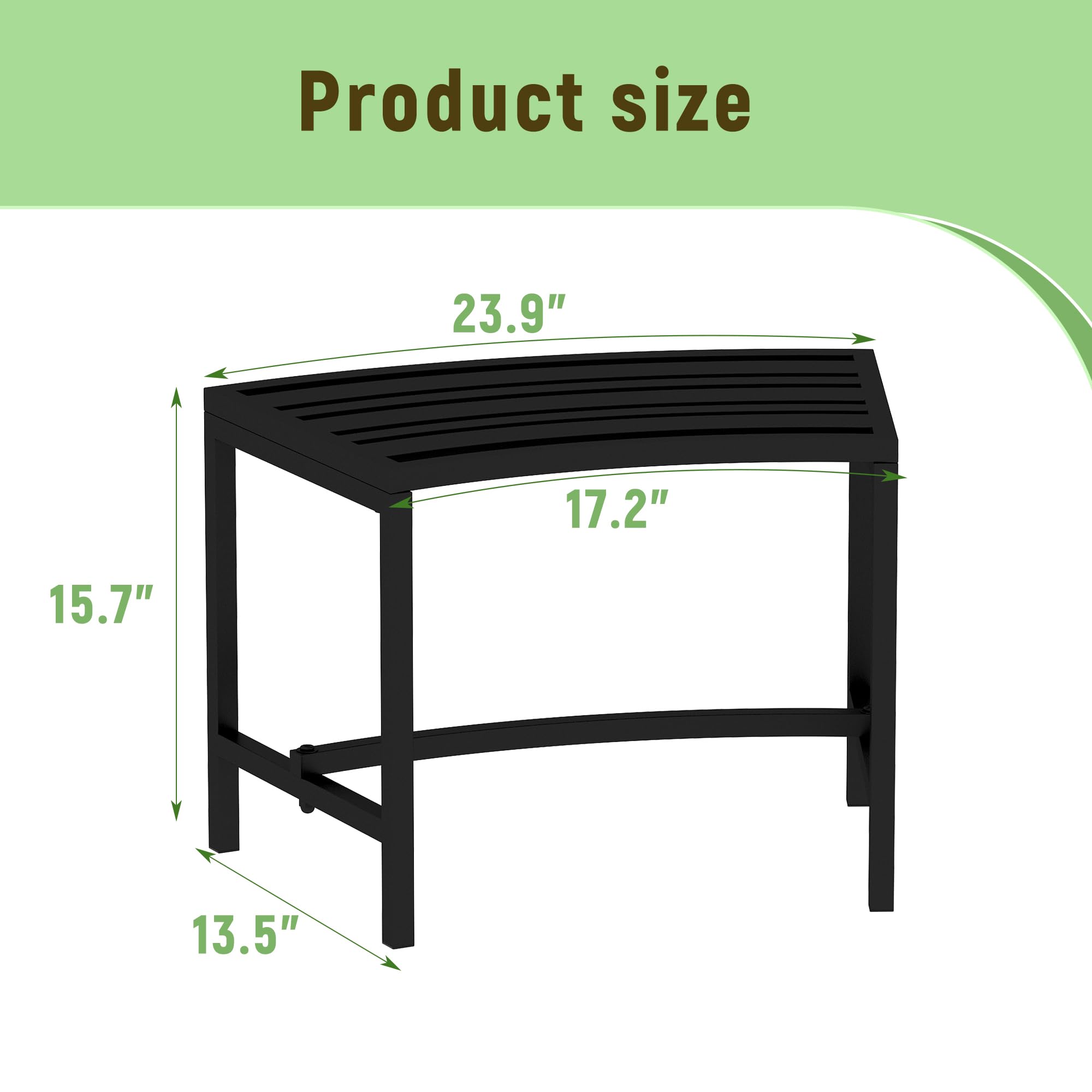 4-Piece Metal Curved Fire Pit Bench Set - Heavy Duty Steel Backless Outdoor Seating for Garden, Patio, Porch & Backyard - Perfect for Campfires, Outdoor Gatherings & Garden Decor (Black, Style 1)