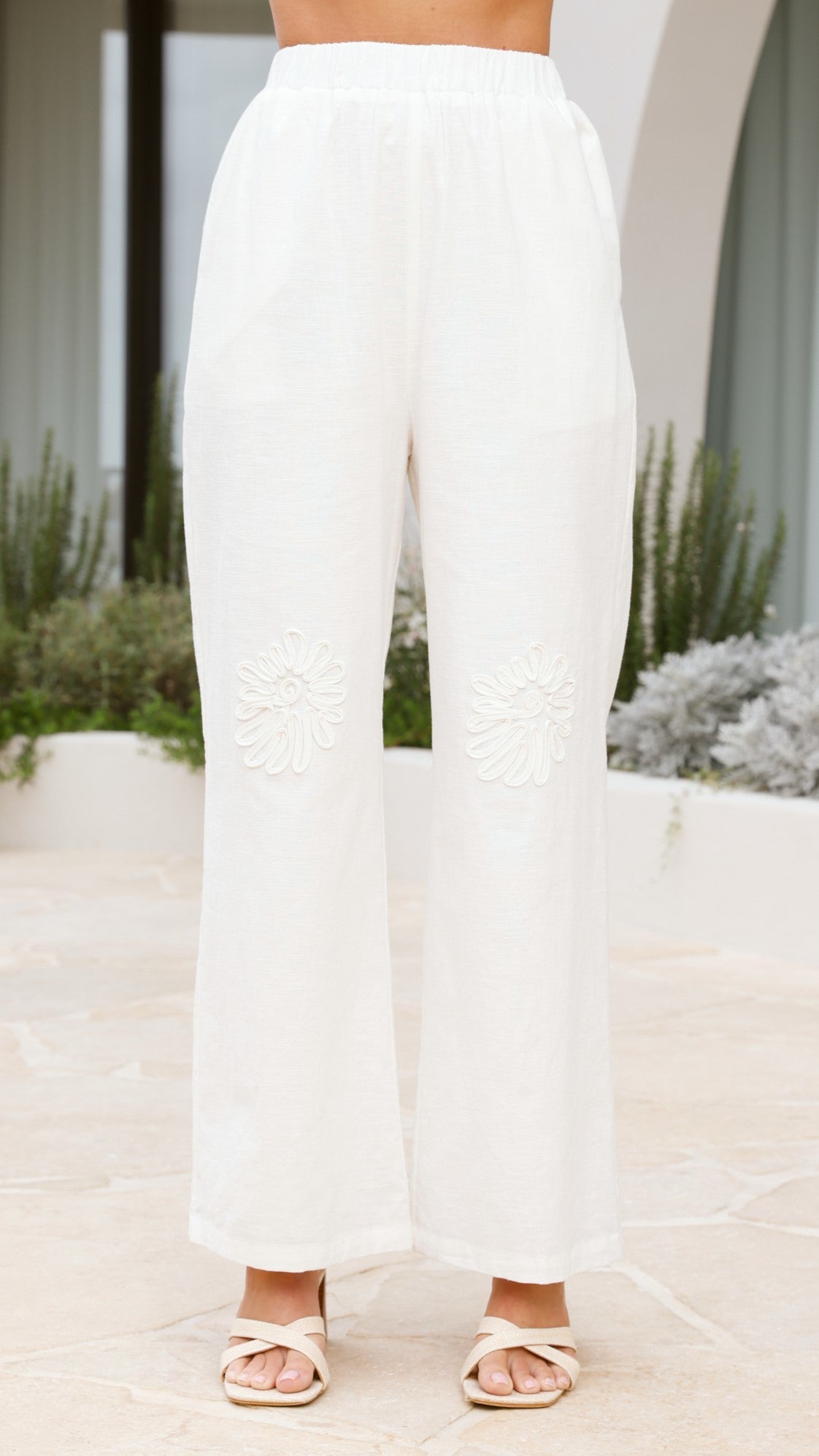 Ines Pants for Women - High Waisted White Trousers | Comfortable Office Pants & Casual Wear for Work & Everyday Outfits