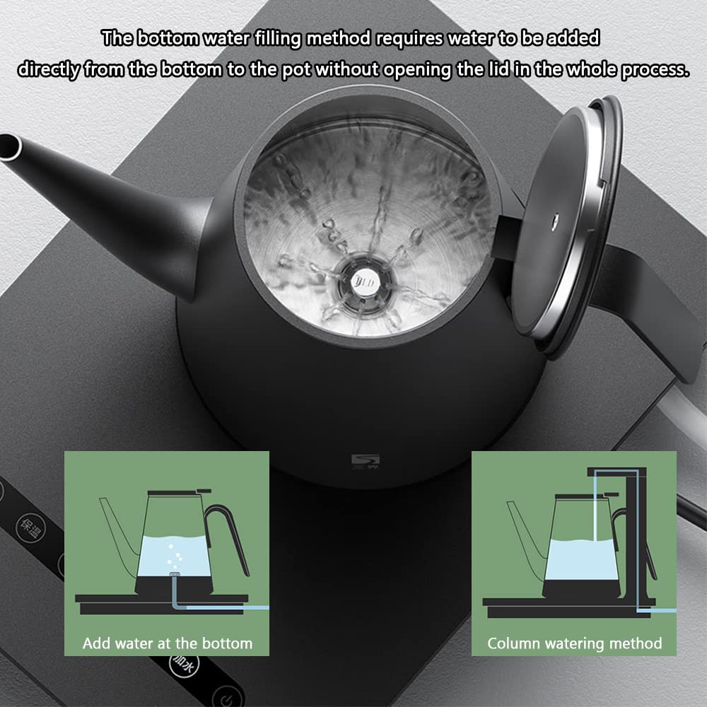 Electric Swan Neck Tea Kettle - Premium Stainless Steel Gooseneck Coffee Pot with Narrow Spout for Pour Over, Drip Coffee & Loose Leaf Tea Brewing - Includes Tea Tray Set - Perfect for Home Barista, Coffee Enthusiasts & Tea Lovers