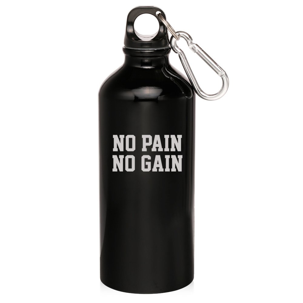 20oz Aluminum Sports Water Bottle with Carabiner Clip - Leak Proof, BPA Free - Perfect for Gym, Hiking & Outdoor Activities (Black) - Motivational 