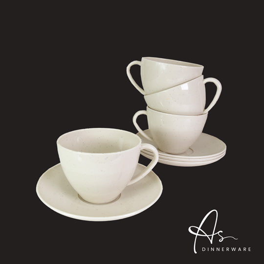 Premium Coffee Cup and Saucer Set of 4 - Elegant Porcelain Tea Cups with Matching Saucers (AS8211 4M) - Perfect for Home, Office, Restaurants, and Gift Giving