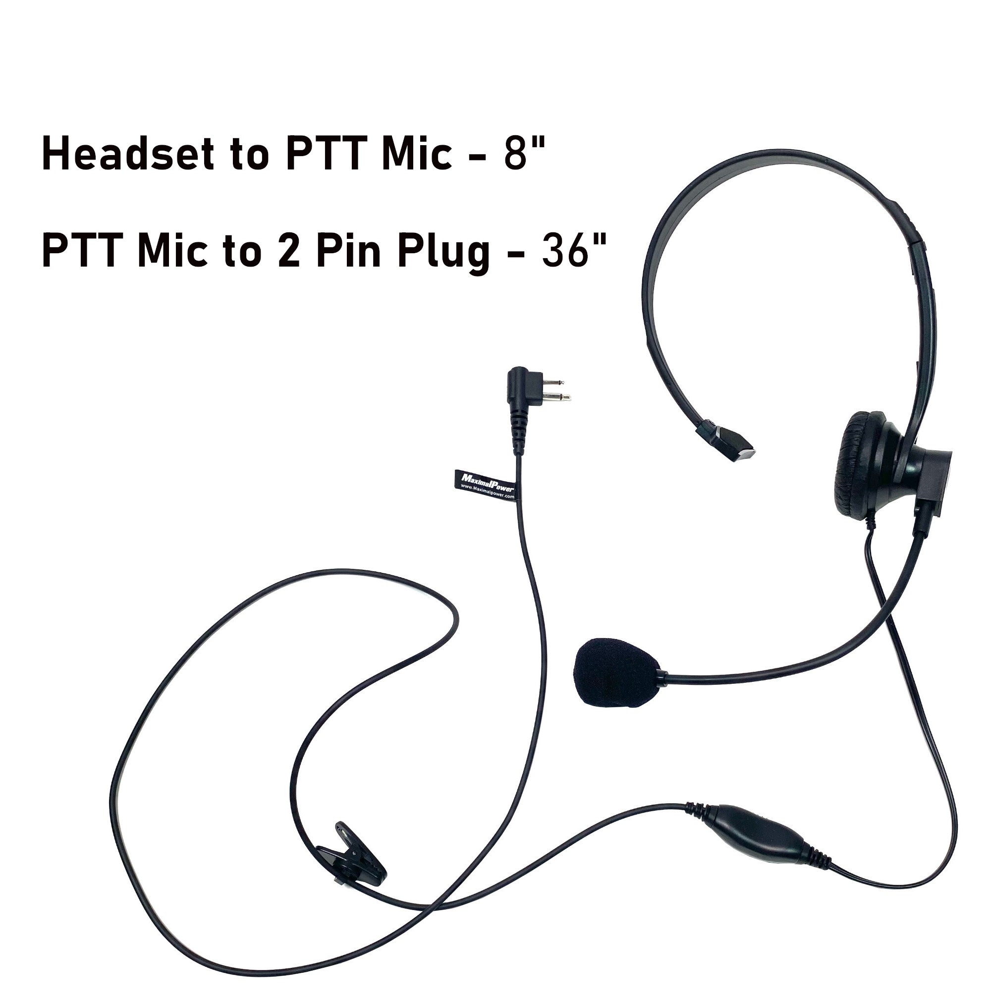 MaximalPower Overhead Headset with Boom Mic - PTT/VOX Microphone for Motorola CP200, CP200D, CLS1410, RDM2070D, RDV5100 Two-Way Radios - Ideal for Security, Construction & Warehouse Communication