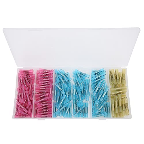 200Pcs Heat Shrink Connectors - Waterproof Electrical Terminals with Copper Contacts for Outdoor Wiring, Automotive, Marine & Solar Panel Applications
