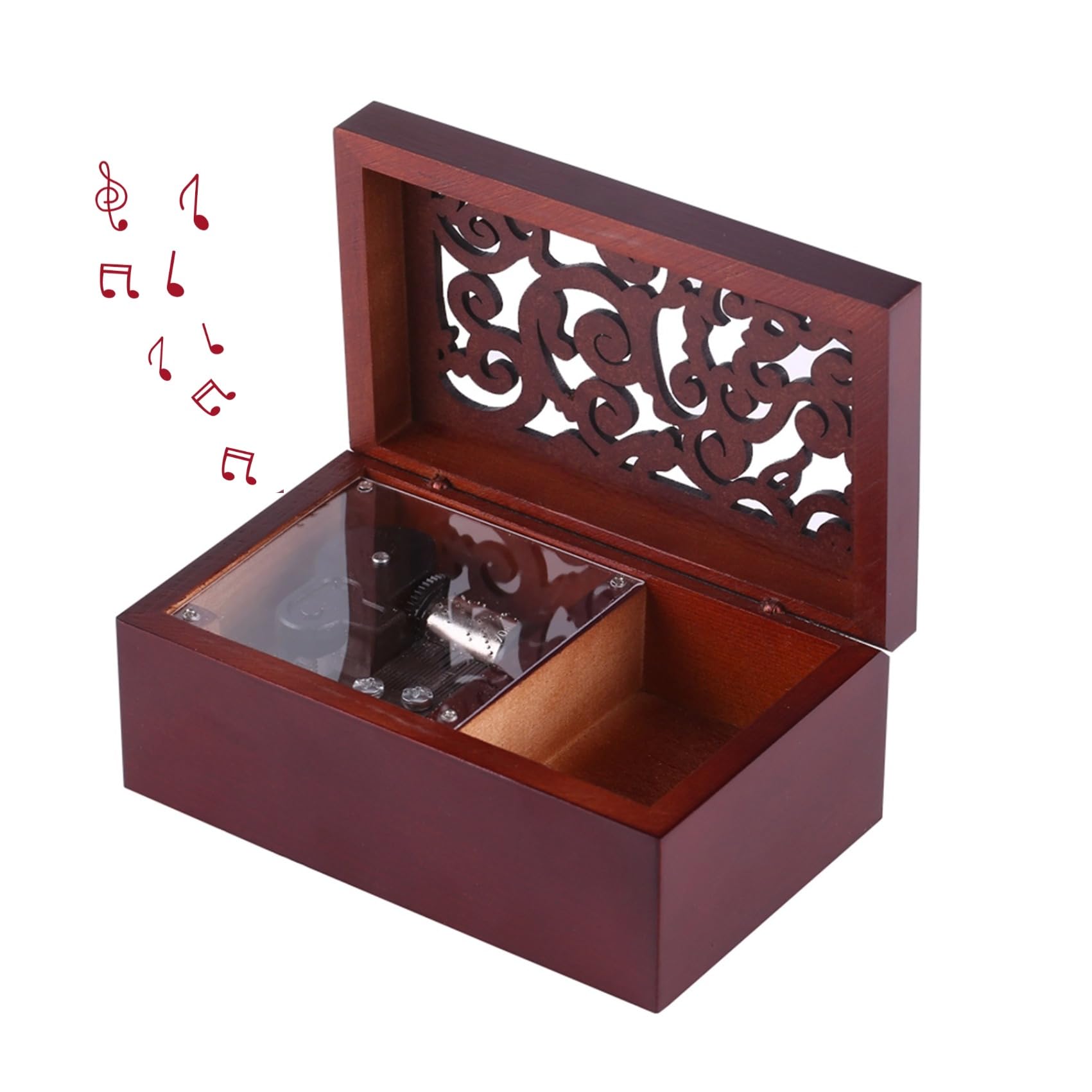 Vintage Wooden Edelweiss Music Box - Hand-Crank Wind Up Musical Jewelry Box for Girls, Perfect Birthday/Christmas/Valentine's/Mother's Day Gift - Romantic Home Decor & Keepsake Storage for Bedroom, Nursery, or Wedding