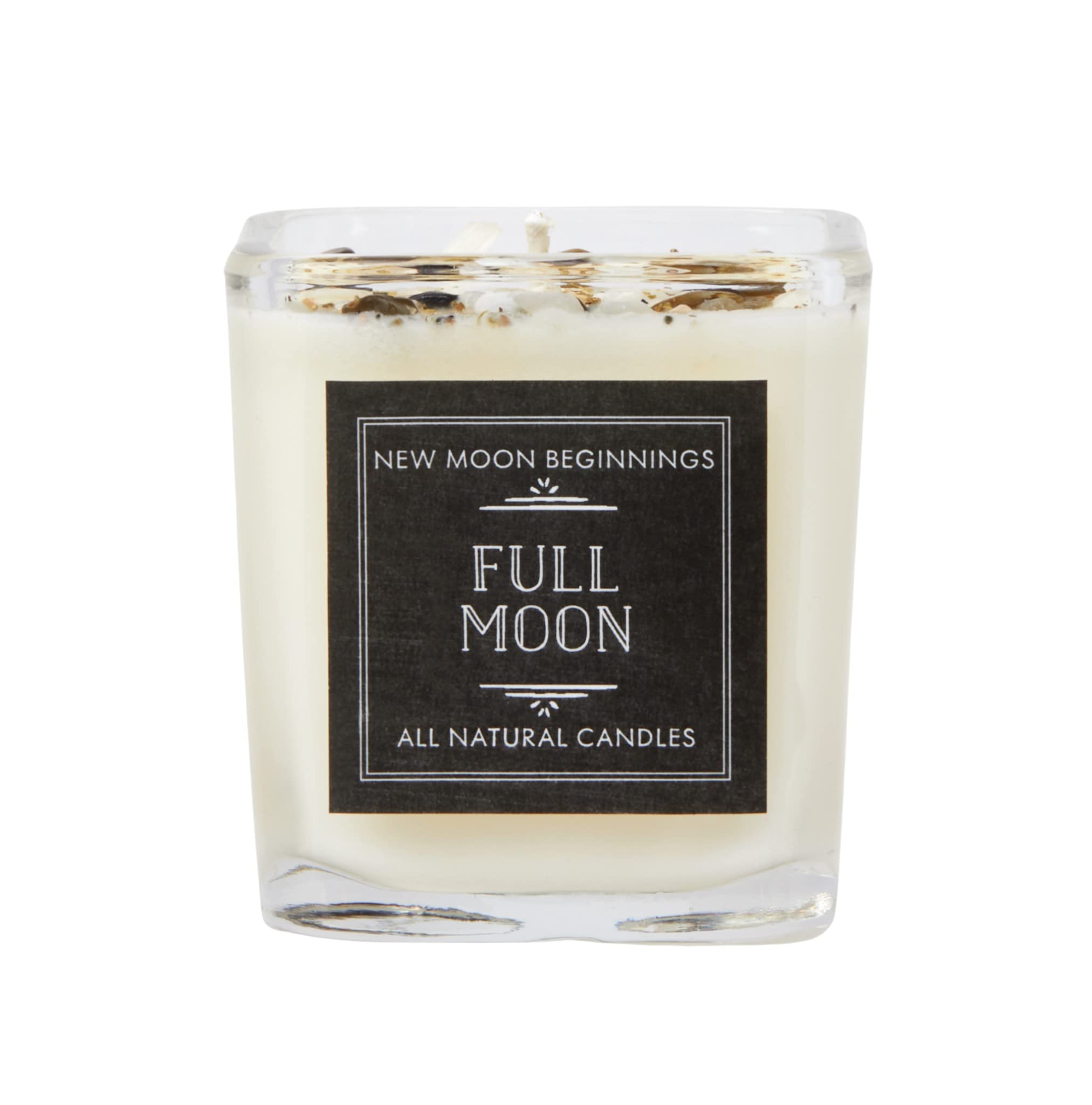 New Moon Beginnings Full Moon Purification & Cleansing Candle - Crystal Herb Infused Soy Aromatherapy Candle in 7.5oz Glass Jar - Perfect for Meditation, Yoga, Spiritual Rituals & Home Relaxation