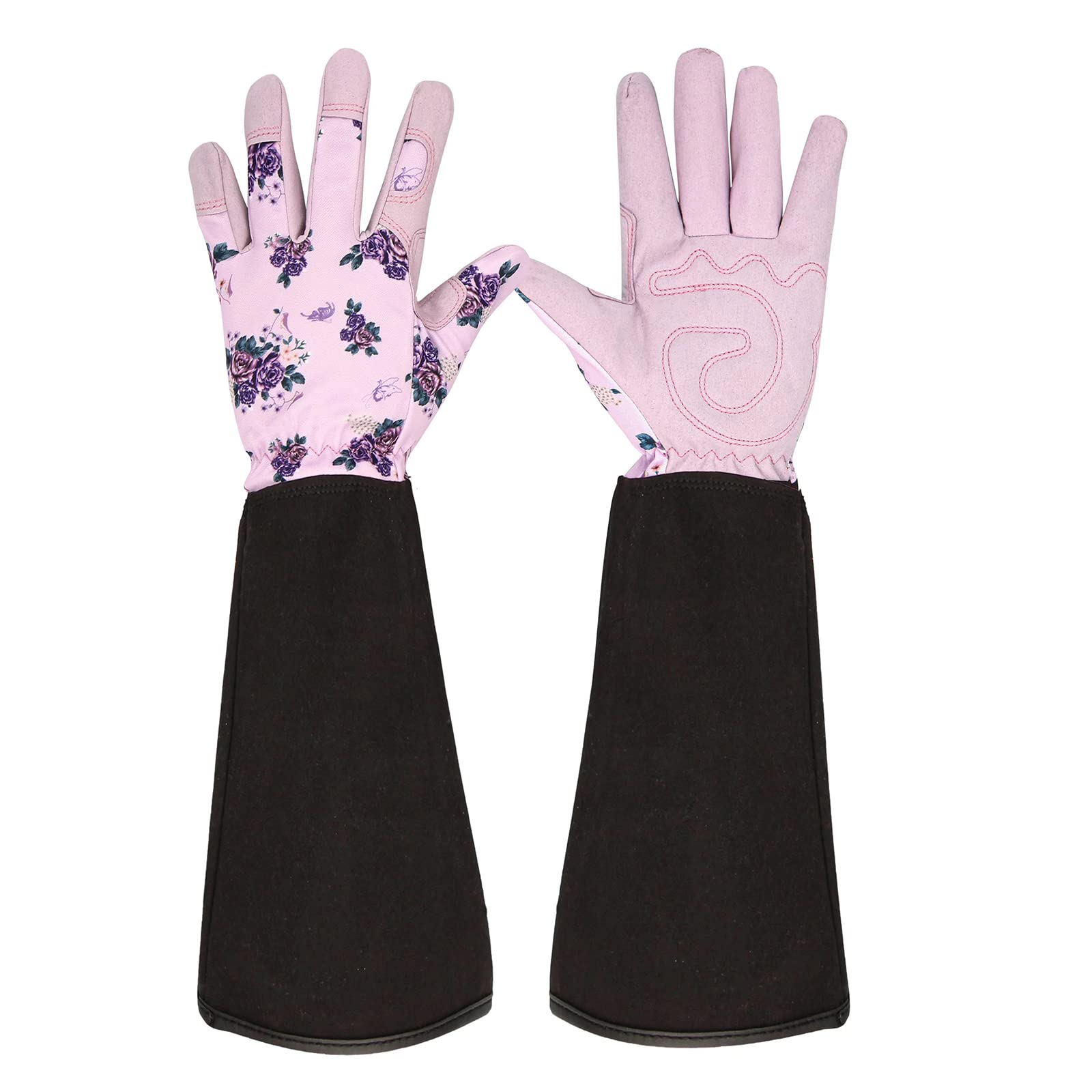 Premium Women's Leather Gardening Gloves - Flexible Breathable Spandex with Long Sleeves, Thorn Proof Rose Pruning Gloves for Yard Work - Ideal Garden Gifts & Tools for Female Gardeners (Medium) - Perfect for Landscaping, Planting, and Outdoor Gardening Activities