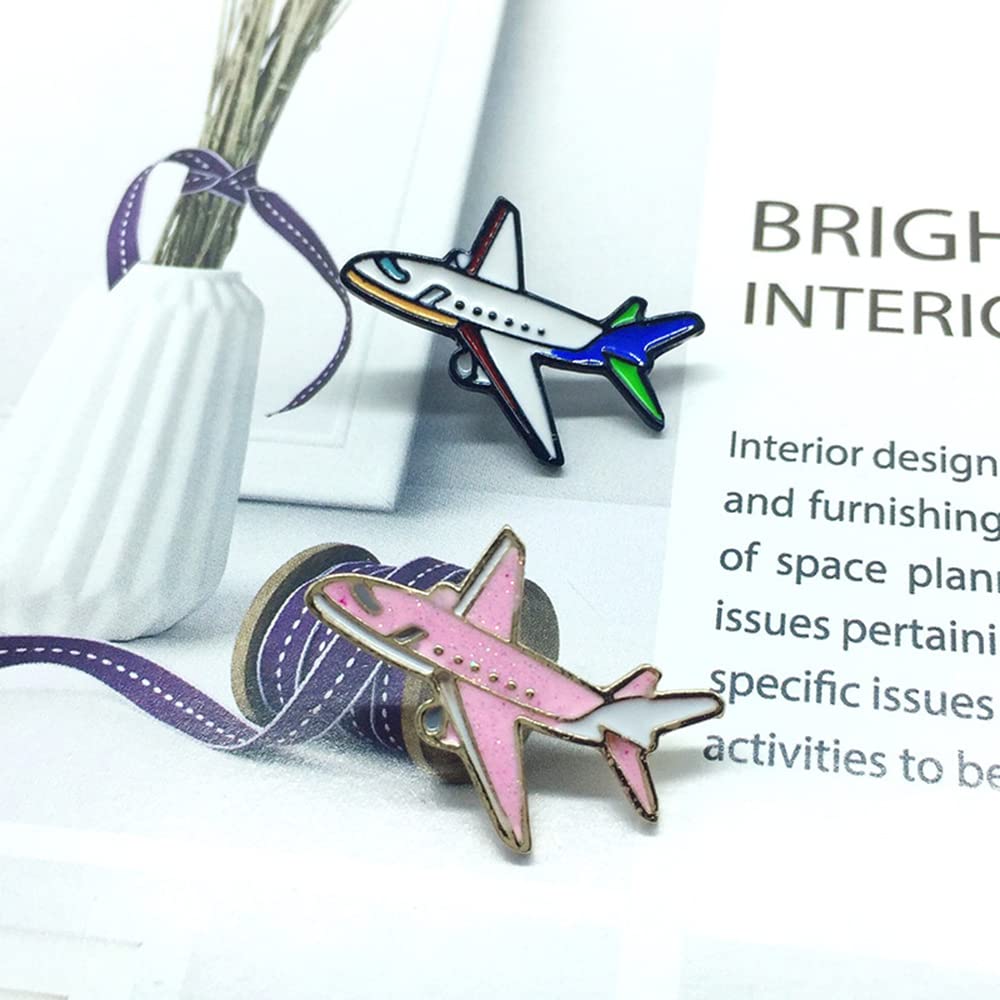 2pcs Cute Airplane Brooches for Women & Girls - Enameled Flying Plane Lapel Pins - Fashion Badge Dress & Scarf Accessories - Unisex Holiday Party Jewelry - Perfect Gift for Flight Crew & Aviator Lovers - Great for Travel Themed Events, Cabin Crew Uniforms & Aviation Enthusiast Collections