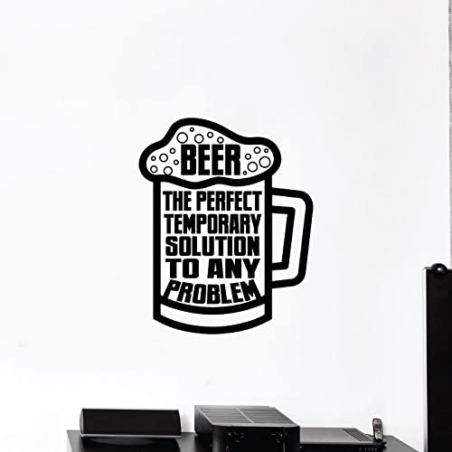 Beer Mug Silhouette Vinyl Wall Decal - Funny Beer Quotes Sticker for Bar, Kitchen & Home Decor (20x18 Inch) - Perfect for Man Cave, Pub Wall Art & Party Room Decoration