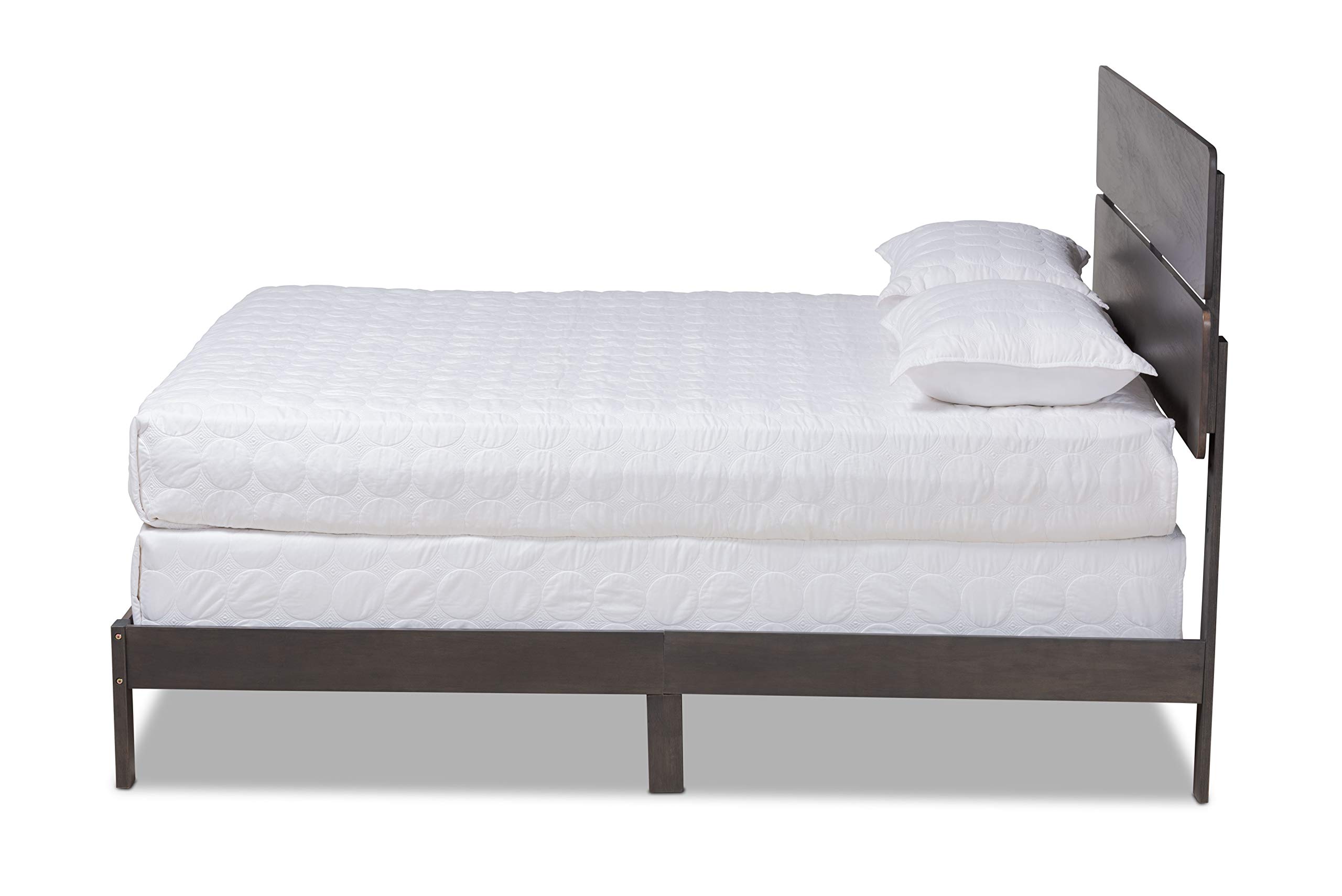 Baxton Studio King Size Bed Frame with Dark Greyish Oak Finish - Requires Box Spring - Perfect for Modern Bedrooms & Master Suites