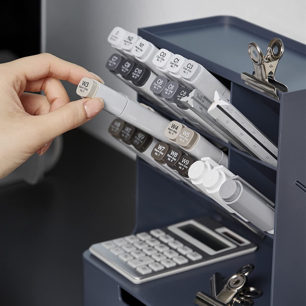 Korean-Made Blue Desk Organizer - Office Supplies Storage for Neat Workspace | Perfect for Home, Office & Study Organization