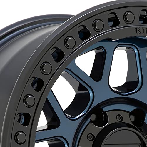 KMC Wheels KM549 18x9 6x135 Matte Black & Blue Off-Road Wheels - 18mm Offset (KM54989063918) | Perfect for Jeep Wrangler, Ford F-150 & Truck Customization