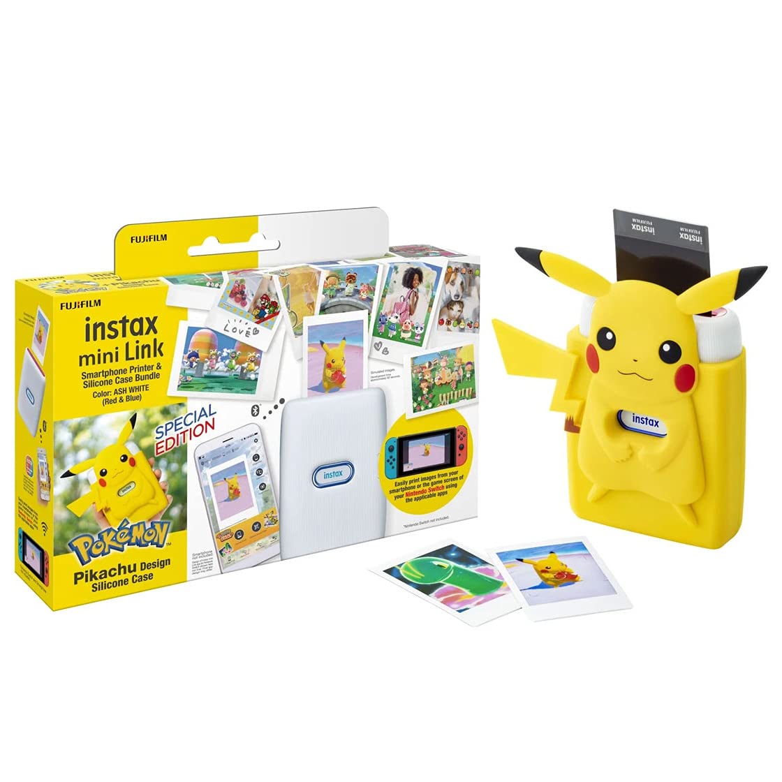 INSTAX Mini LINK Special Edition Smartphone Printer with Pikachu Case - Print Photos Instantly from Phone | Perfect for Travel, Parties & DIY Scrapbooking