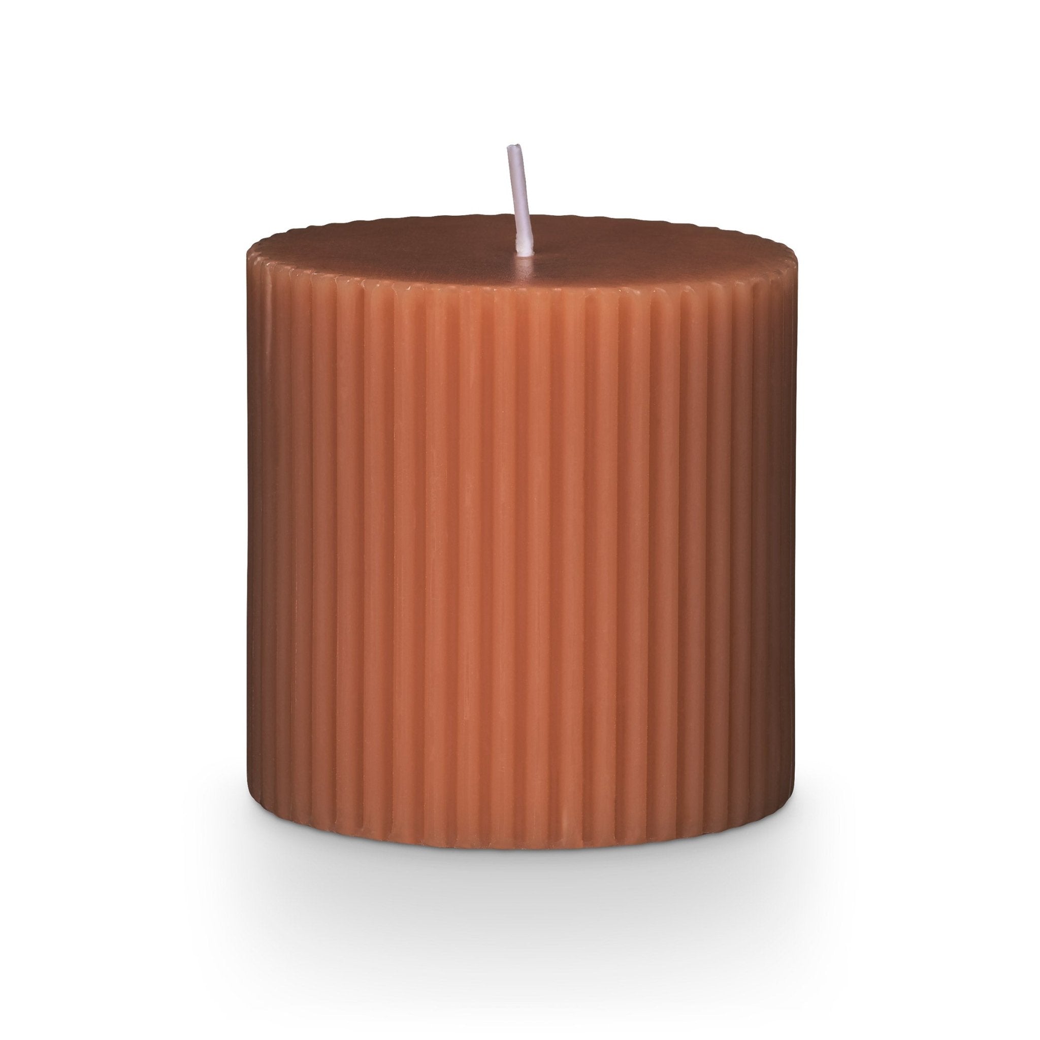 Terra Tabac Small Fragranced Pillar Candle - Handmade Soy Wax Candle with Tobacco Scent for Home Decor, Relaxation & Romantic Ambiance