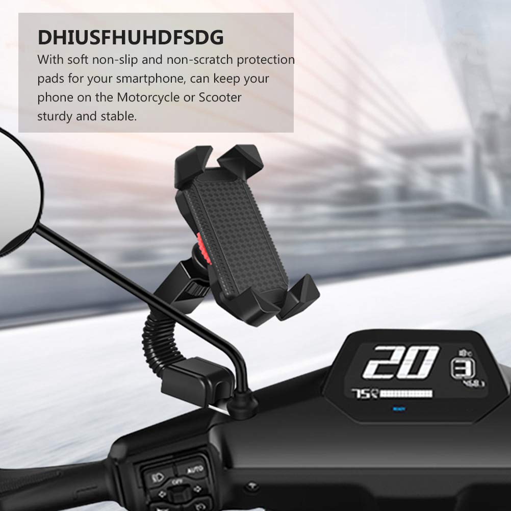 BESPORTBLE Universal Motorcycle Phone Mount - Adjustable Bike Phone Holder for GPS Navigation, Electric Bicycle & Motorbike - Durable Rearview Mirror Phone Stand for Safe Riding & Commuting