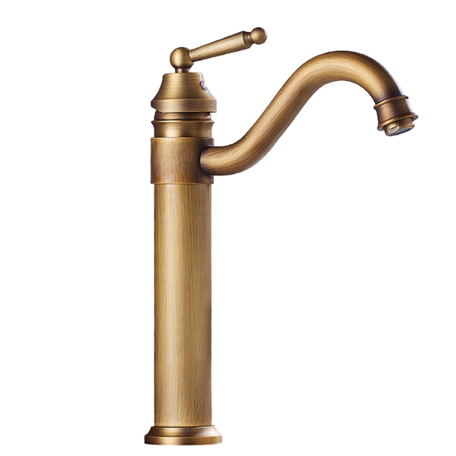 BiaoTeng Single Hole Bathroom Sink Faucet - Antique Brass Black Basin Faucet for Washbasin | Vintage Style Water Tap for Bathroom Vanity & Powder Room Decor