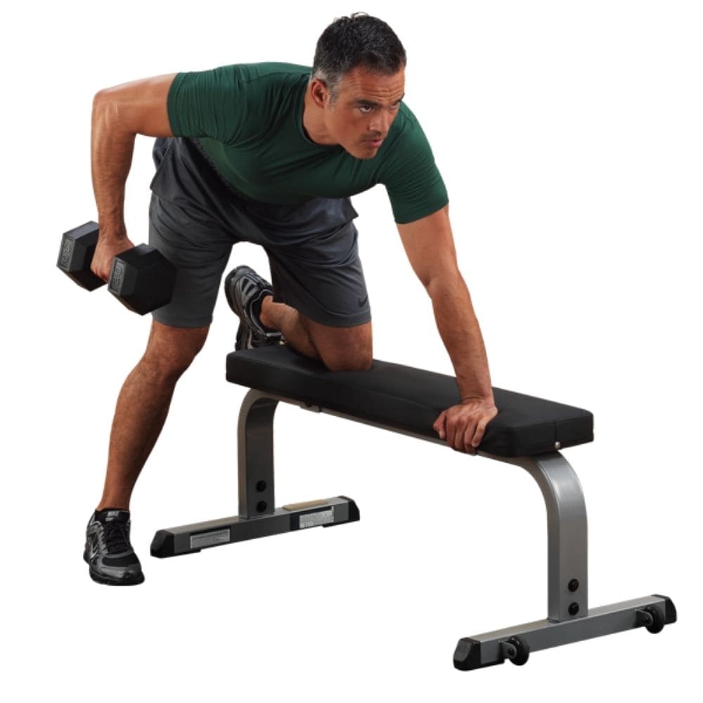 Body Solid GFB350 Flat Weight Bench for Home Gym - Heavy Duty Adjustable Workout Bench for Strength Training & Fitness Exercises