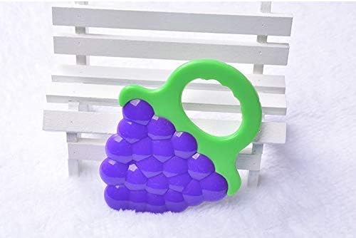 Kritiu Fruits Teether & Spoons Set - BPA-Free Silicone Baby Feeding Utensils for Infants 6+ Months | Soft, Safe & Non-Toxic | Blue Grapes & Peach Design | Perfect for Baby-Led Weaning, Teething Relief & First Foods