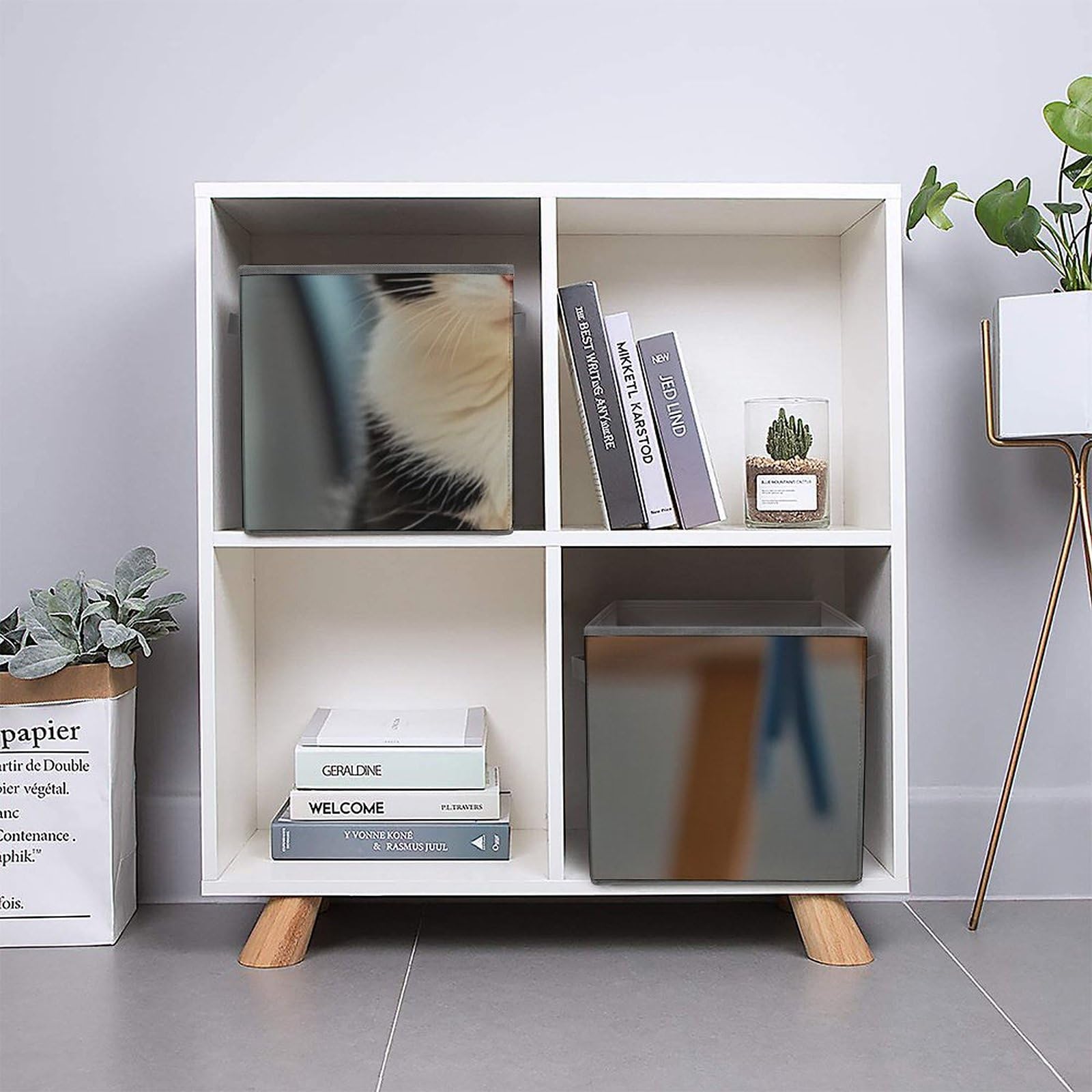Black & White Cat-Themed Collapsible Storage Bin - 10.6