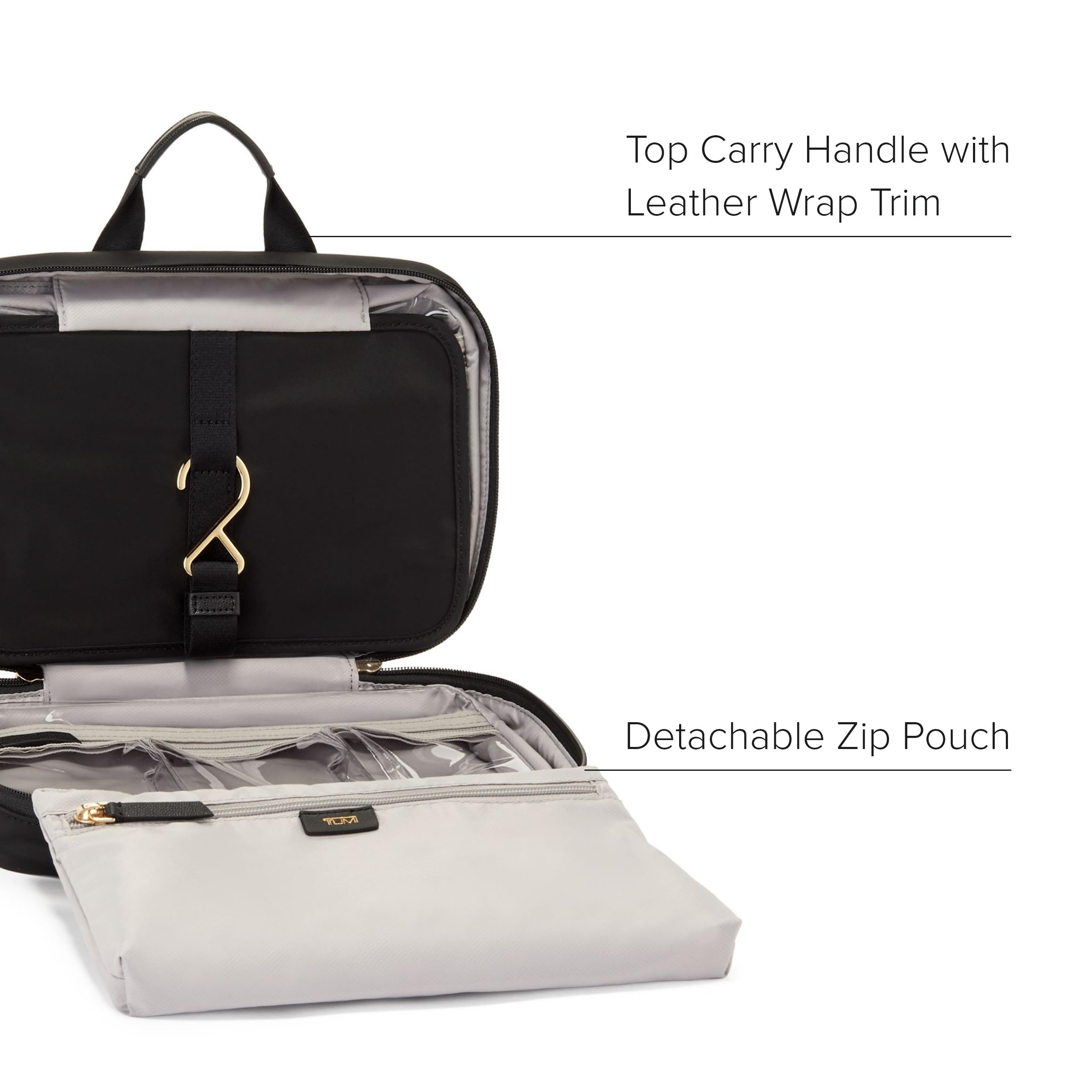 TUMI Voyageur Madeline Cosmetic Bag for Women - Lightweight Travel Makeup Organizer with Zip Pockets & Metal Hanger - Perfect for Airplane Carry-on, Gym Essentials, and Daily Beauty Storage
