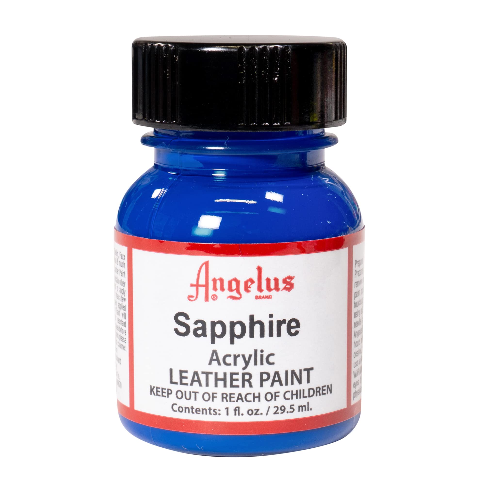 Angelus Acrylic Leather Paint 1 oz - Premium Sapphire Blue Leather Dye for Shoes, Bags, Jackets & DIY Crafts - Waterproof & Flexible Finish for Leather Repair & Customization