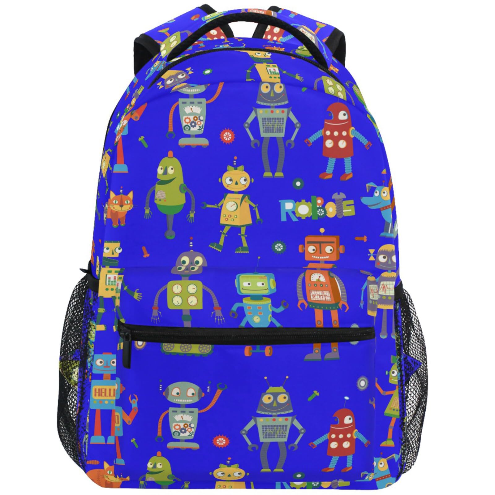 ZZKKO Cartoon Robot Backpack for Boys & Girls - Durable School Book Bag, Travel Daypack for Hiking, Camping, Work & Laptop - Deep Blue | Perfect for Students, Commuters & Outdoor Adventures