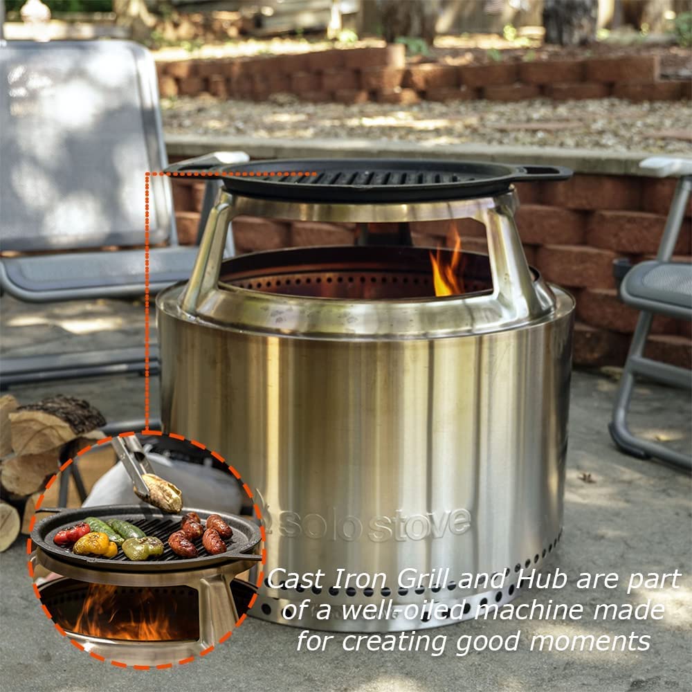 Solo Stove Yukon 2.0 Cast Iron Grill & Smokeless Fire Pit Bundle - Portable Wood Burning Outdoor Cooking Set with Stand, Grill Hub & Removable Ash Pan - 26.25in Height x 25.75in Diameter - Perfect for Backyard BBQs, Camping Trips & Patio Gatherings