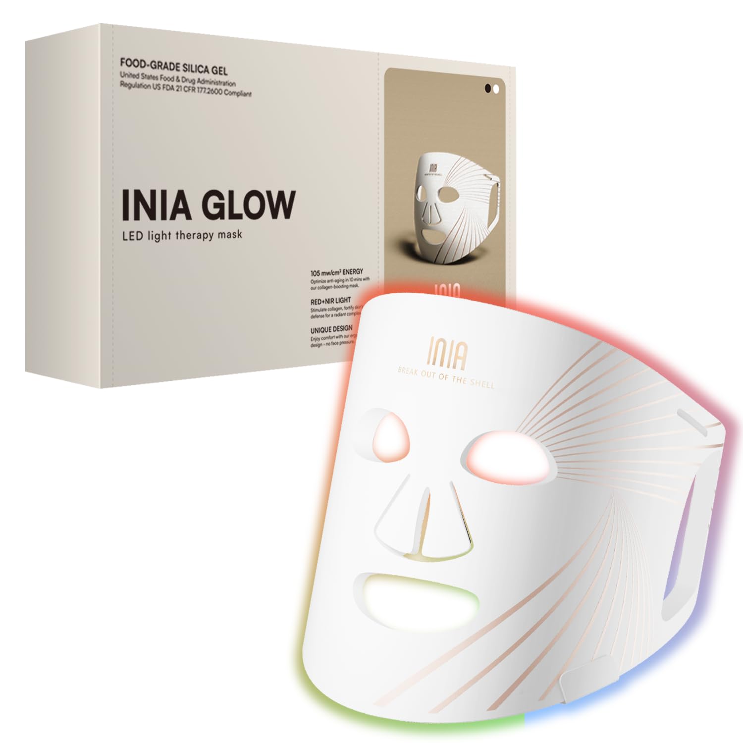 Red Light Therapy Mask for Face - Anti-Aging LED Facial Mask with Near-Infrared (NIR) Light Technology, Portable & Rechargeable Skincare Device for Wrinkle Reduction and Skin Rejuvenation - Perfect for Home Spa Treatments and Travel Skincare Routine (White)