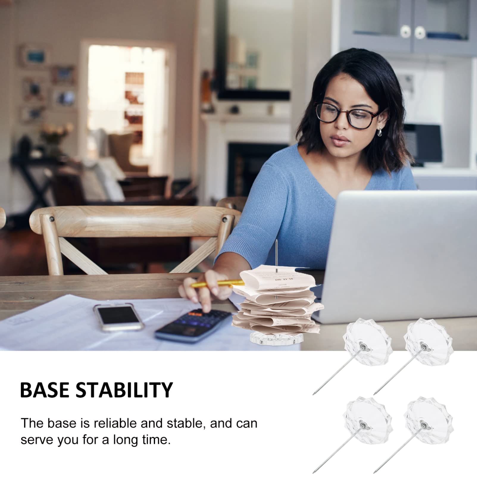 4-Piece Desk Organizer Set - Receipt Spike, Bill Holder, Paper Fork & Memo Holder - Perfect for Office, Home & Retail Use