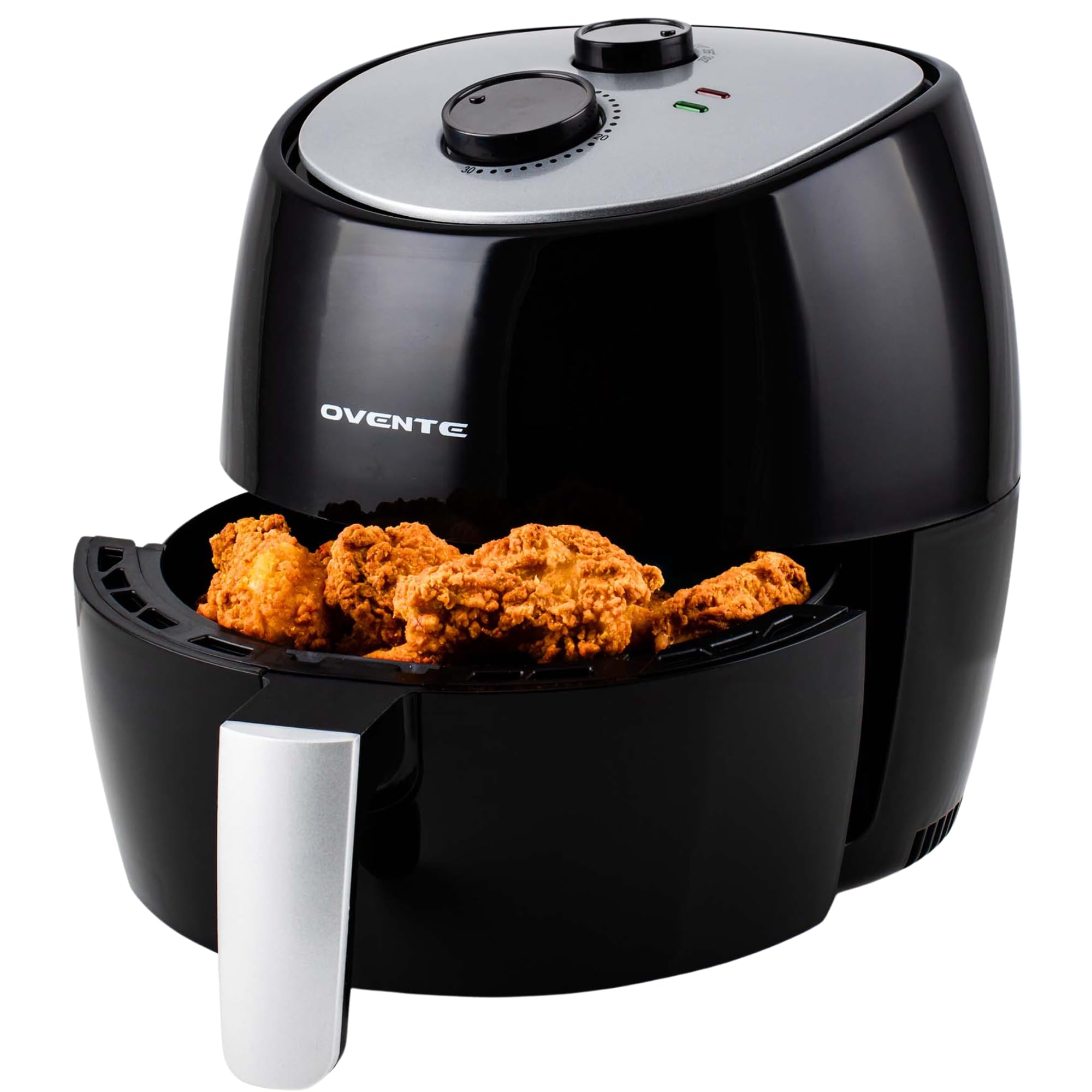 OVENTE 3.2 Qt Compact Air Fryer - 1300W Oil-Free Healthy Cooking, Nonstick Dishwasher Safe Basket with Adjustable Temp Control, 30-Min Timer & Auto Shutoff (Black) - Perfect for Small Kitchens, Dorms & Quick Meals