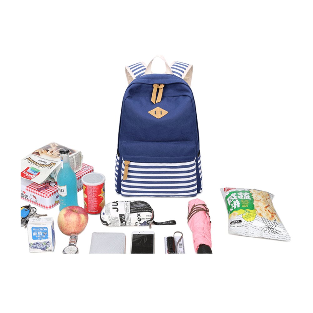 Abshoo Cute Striped Canvas Backpack for Girls - School & Travel