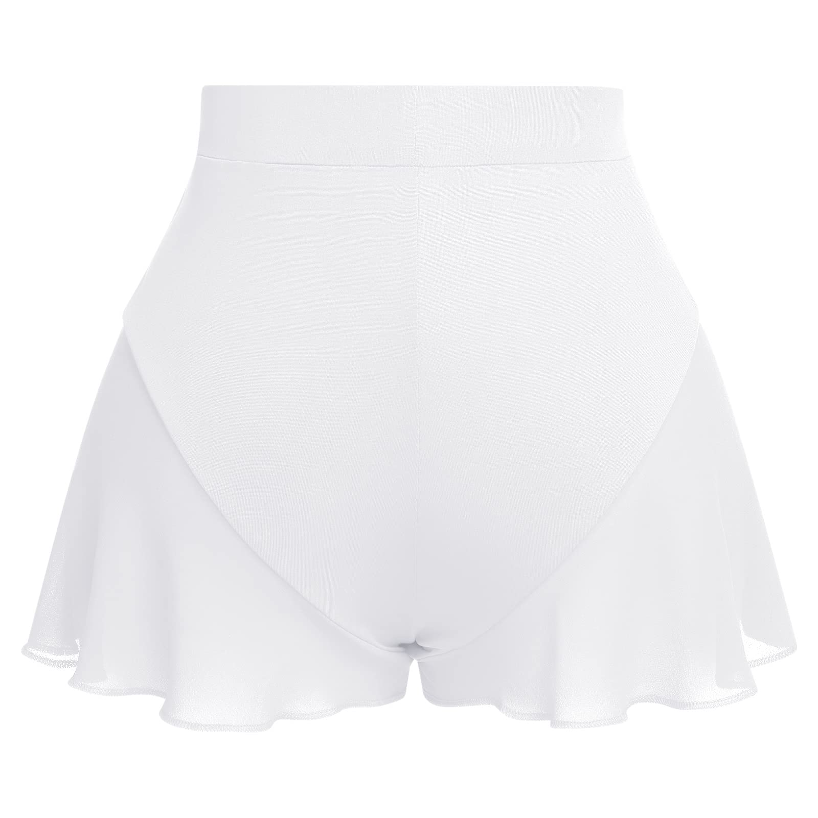 Women's High Waisted Ruffle Skirted Shorts - Gym Workout, Rave Dance, Clubwear, Booty Shorts, Mesh Sheer Hot Pants for Fitness, Party & Night Out