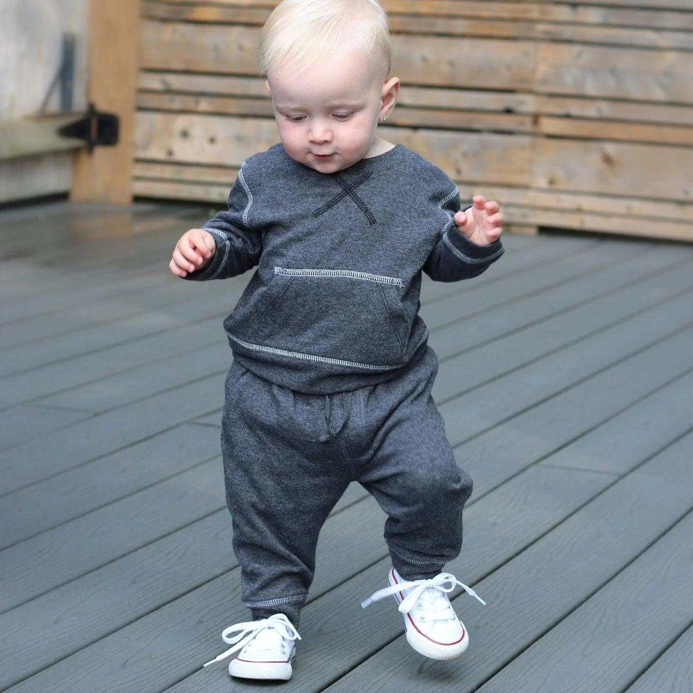 Juddlies 2-Piece Jogger Set for Women - Charcoal Fleck Fleece Lounge Wear, Comfortable Casual Outfit for Home, Gym & Running