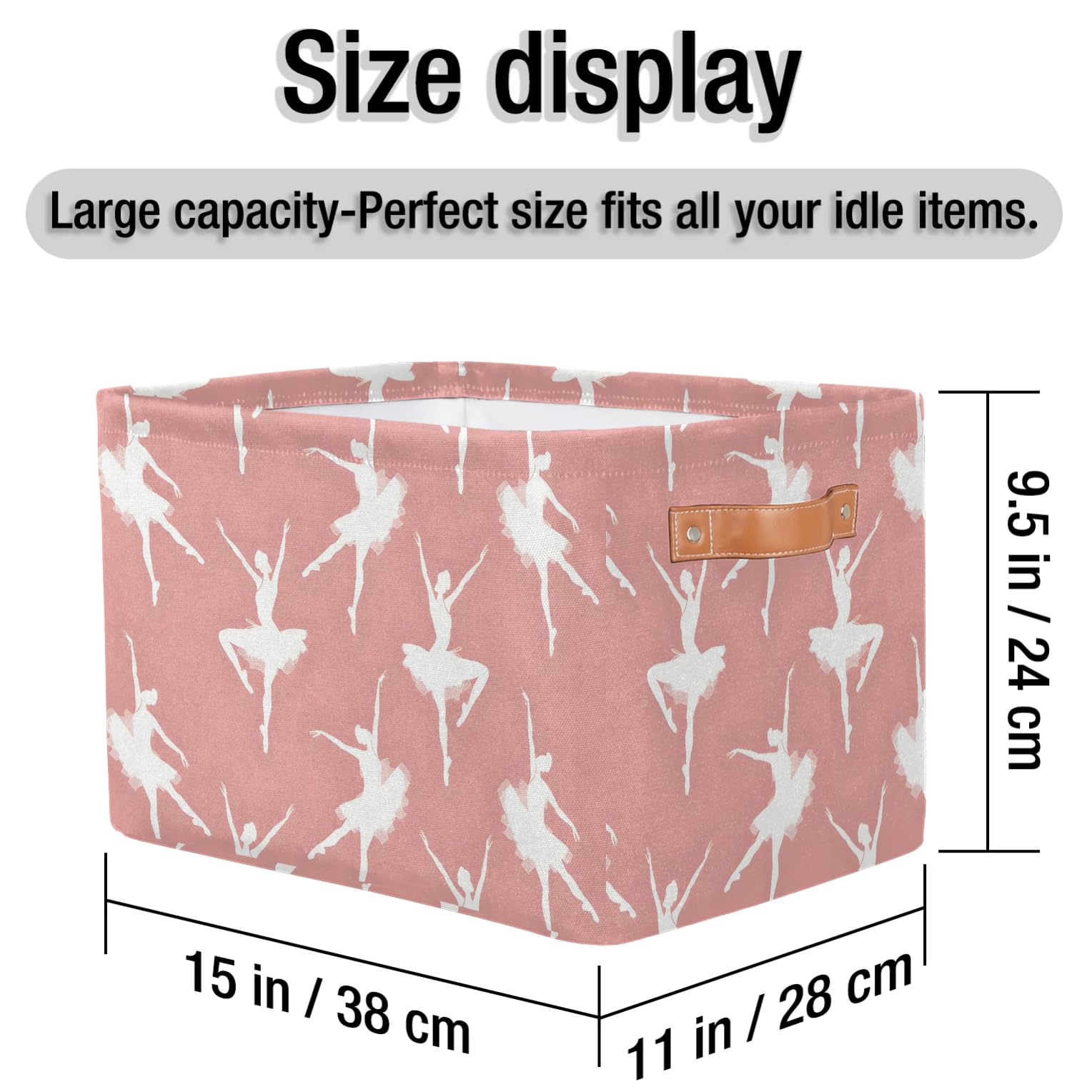 **Pink Large Fabric Storage Baskets with Handles - 2 Pack, Cute Ballet Girl Design for Shelves & Closet Organizers | Collapsible Decorative Bins for Home, Clothes, Toys & Kids' Room Storage**