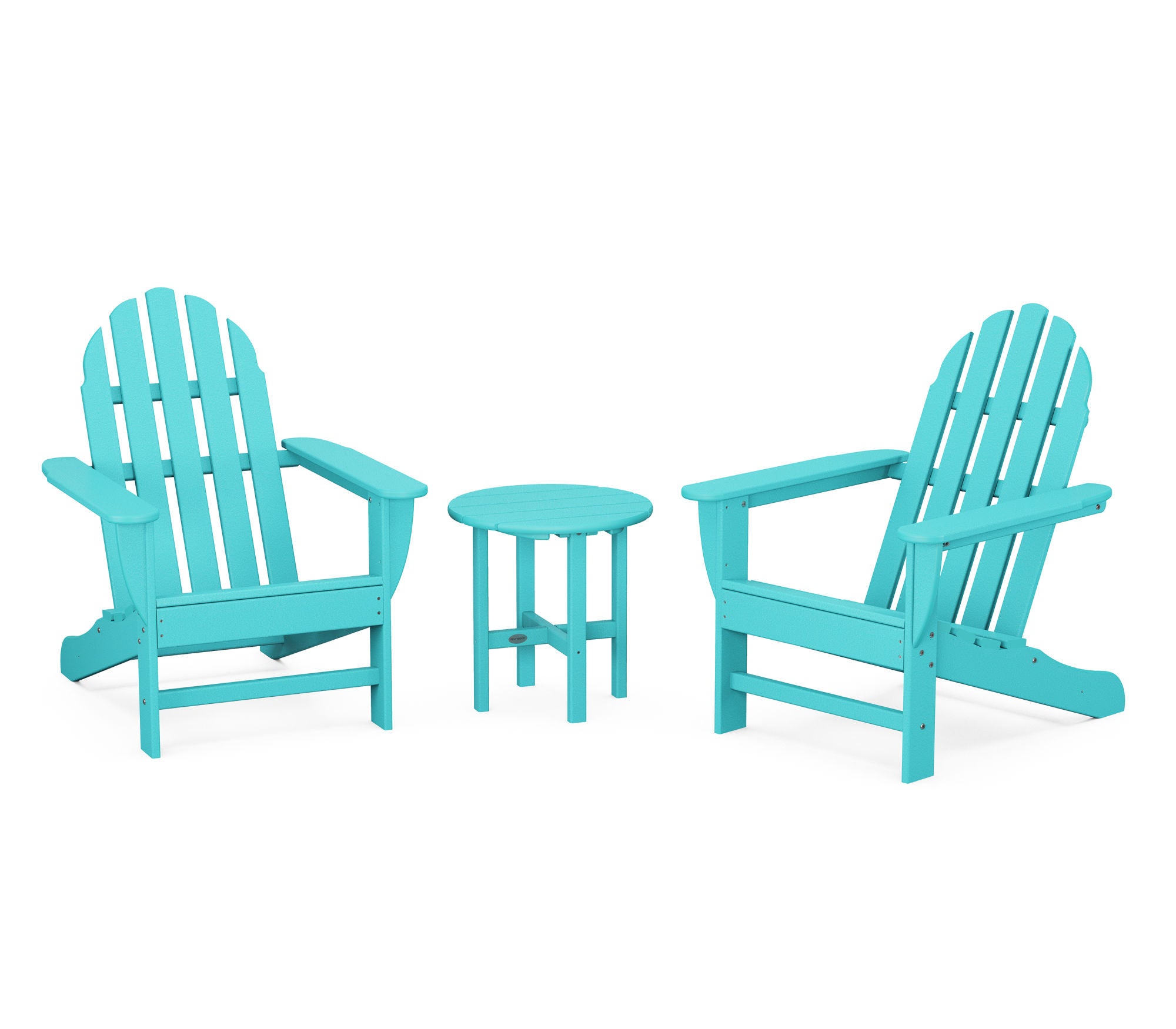 POLYWOOD Classic Adirondack 3-Piece Outdoor Patio Furniture Set - Durable All-Weather Resin Chairs & Table for Garden, Poolside, and Backyard Relaxation