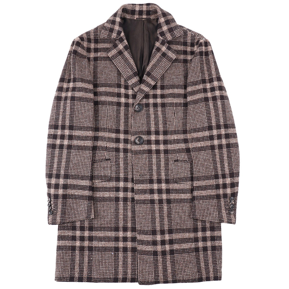 Luxury Kiton Layered Plaid Cashmere Overcoat for Men - Premium Winter Coat for Business & Formal Occasions