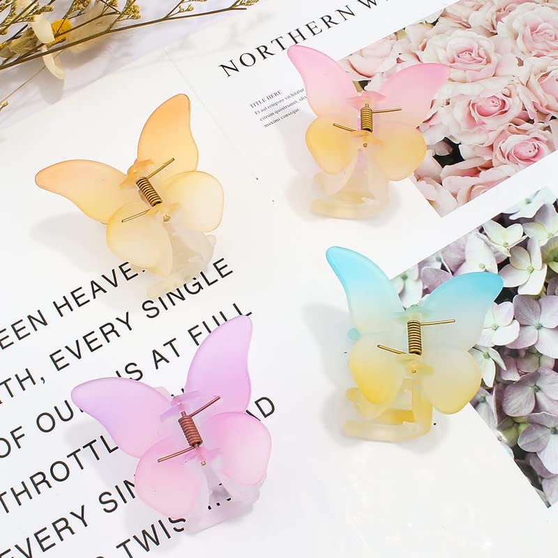 Butterfly Hair Clips for Women & Girls - 4 Pack Non-Slip Hair Claw Clips for Thick & Medium Hair - Fashion Hair Accessories for School, Work, Party & Daily Use (Model 0068)