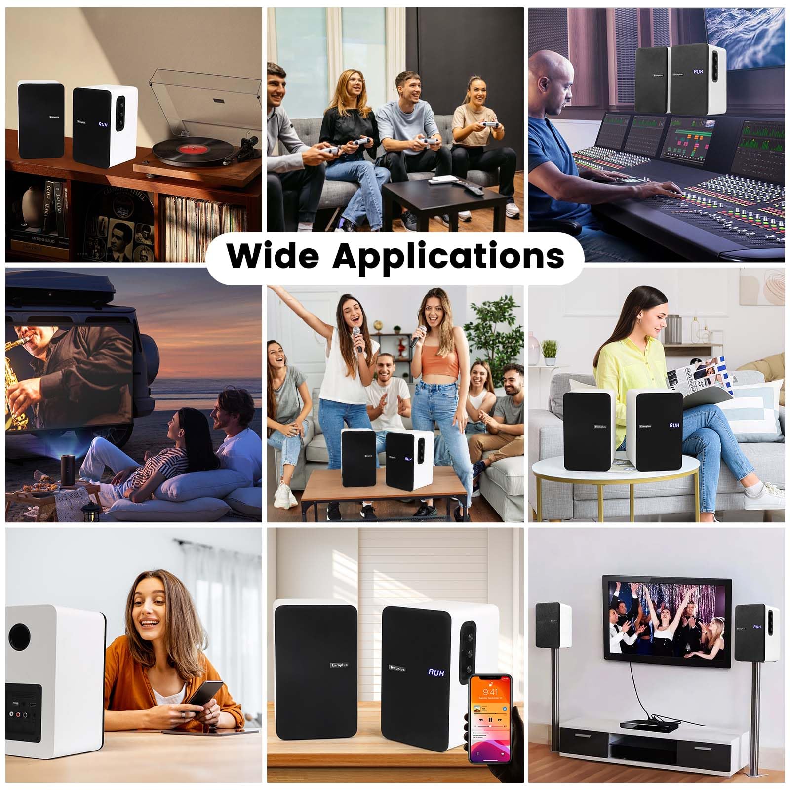 70W Powered Bookshelf Speakers - Active Stereo Studio Monitor with Wired Optical/ARC/RCA/AUX/BT Input for Turntable, Vinyl Record Player, Home Audio, TV, Gaming PC (White) - Perfect for Home Theater, Music Production & Entertainment Setup