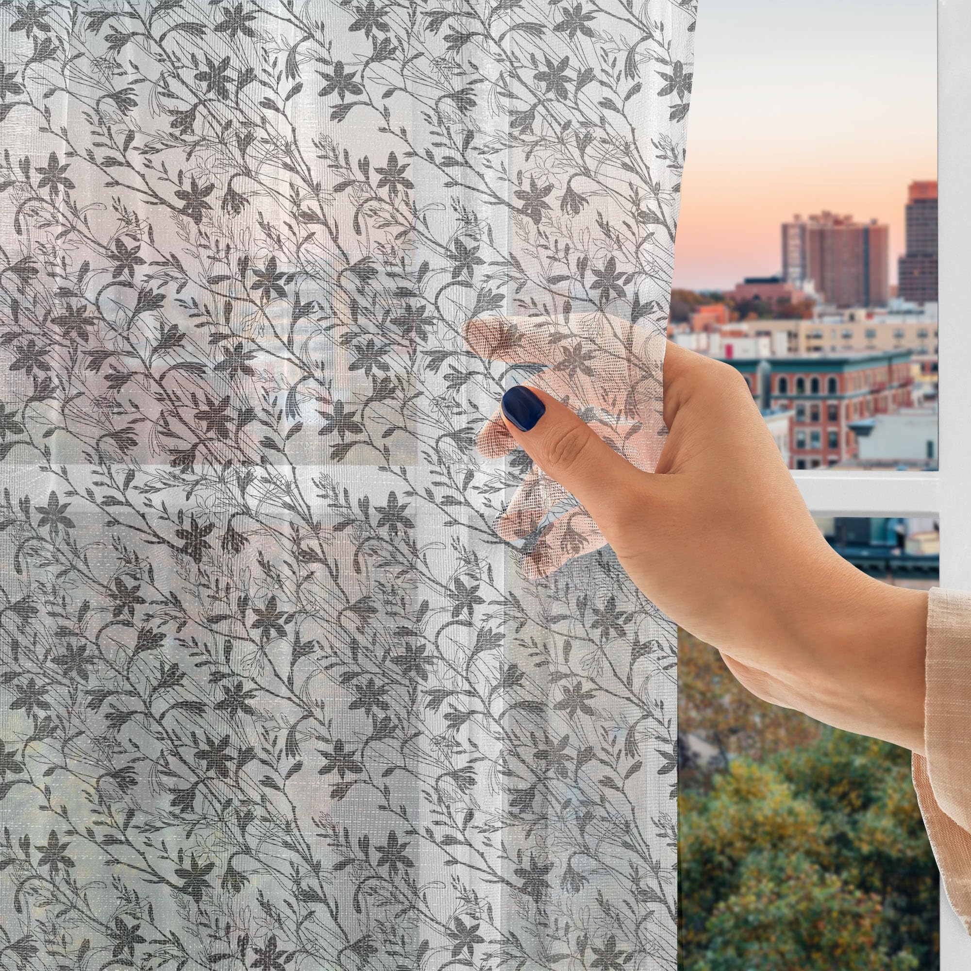 Ambesonne Floral Tulle Curtains with Rod Pocket - Blooming Wildflower Sheer Drapes for Living Room & Bedroom, 108