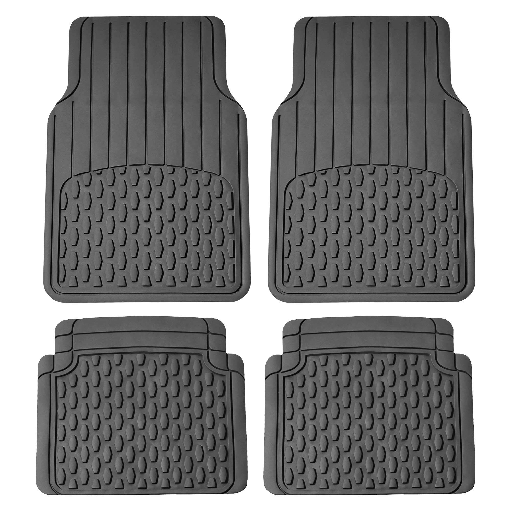 TLH 4-Piece All-Weather Car Floor Mats - Durable Vinyl, Trimmable Design, Gray Color - Perfect for SUVs, Trucks & Sedans - Waterproof & Easy to Clean