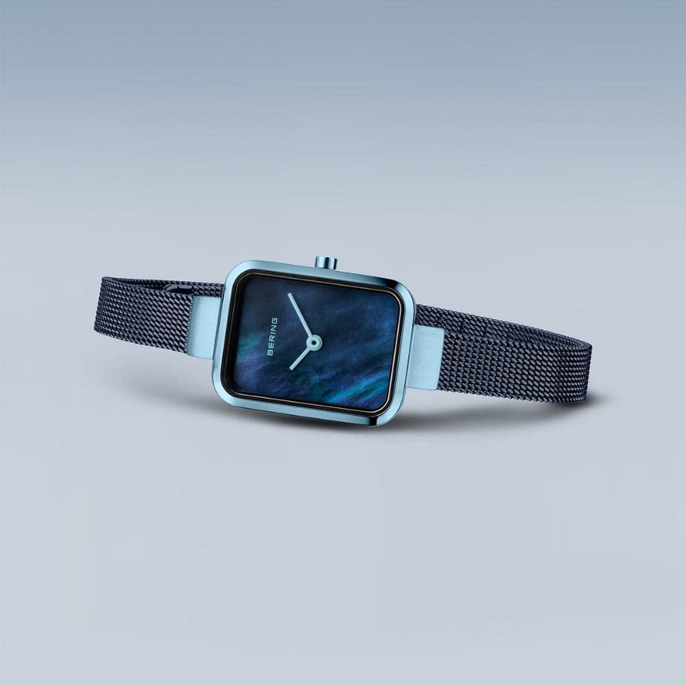 Bering Classic Blue Dial Women's Watch with Milanese Strap 14520-398 - Elegant Timepiece for Office, Date Night & Special Occasions