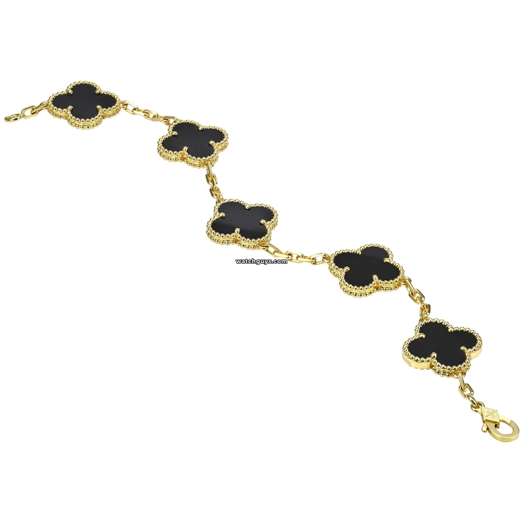 Van Cleef & Arpels Vintage Alhambra 5 Motifs Onyx Bracelet - Luxury Jewelry for Women, Elegant Gift for Anniversary & Special Occasions