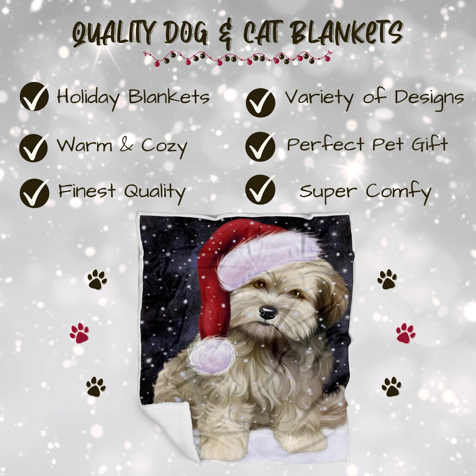 Let it Snow Cockapoo Dog Blanket - Ultra Soft Lightweight Cozy Throw Blanket for Pets - Durable Woven Dog Blanket 50x60 for Bed, Sofa & Couch - Perfect for Winter Snuggles & Home Decor BLNKT162666