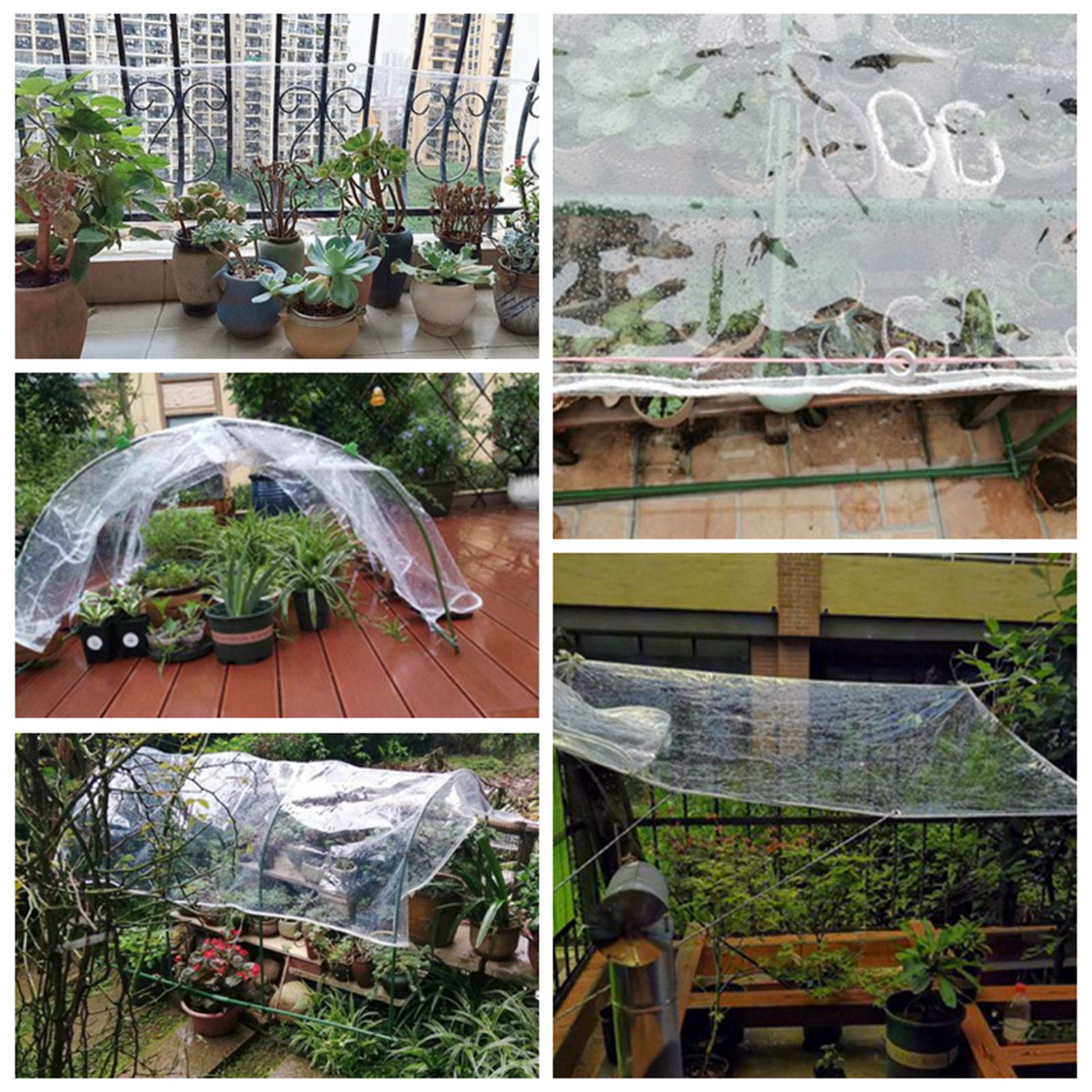 Waterproof Clear PVC Tarpaulin 2x4m (6.6x13ft) - Heavy Duty Transparent Plastic Tarp with Reinforced Edges for Outdoor Use, Dustproof & Tear Resistant - Ideal for Plant Covers, Construction Sheeting, Pool Covers, and Camping Protection