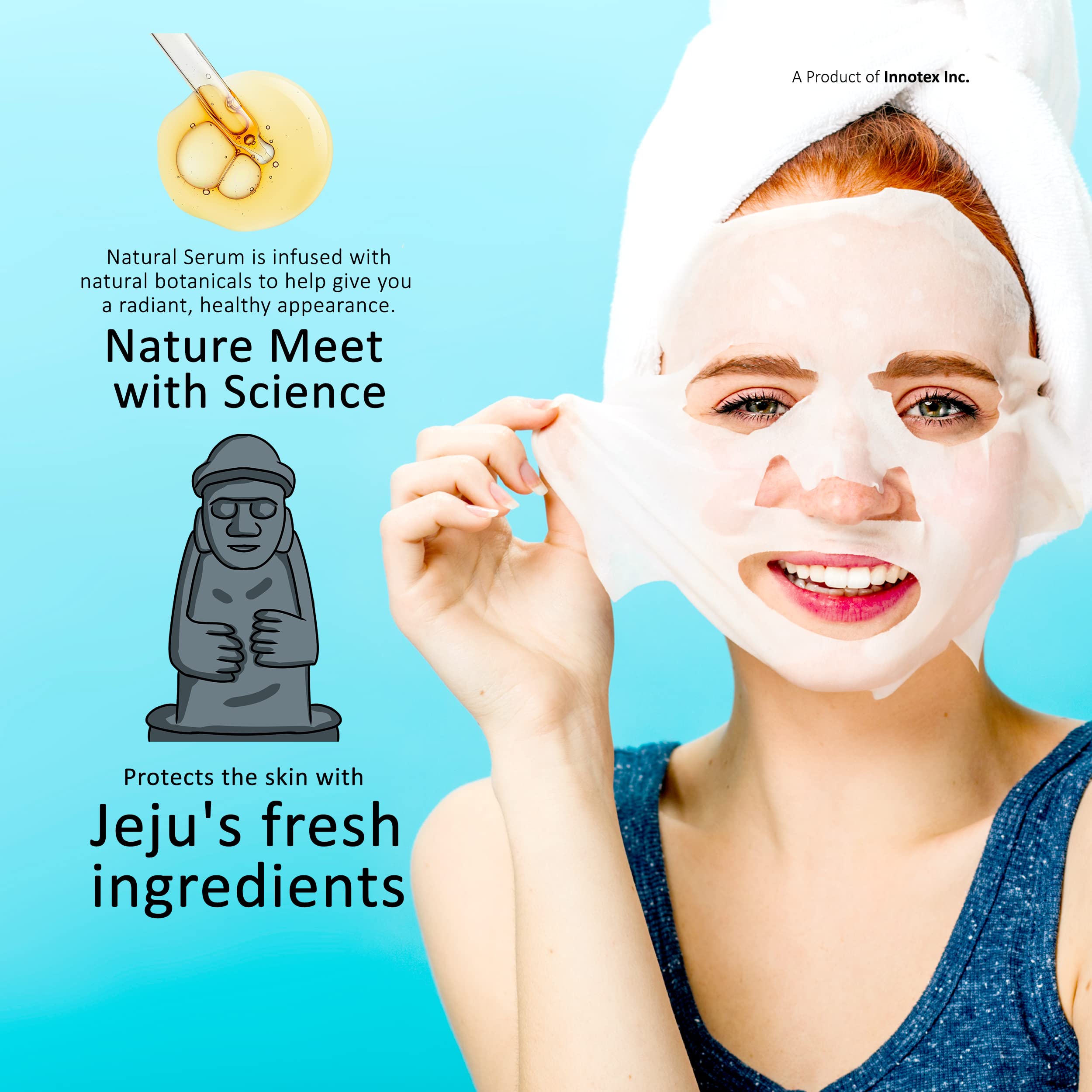 Jeju Root Facial Mask Sheet - 6 Pack | Hydrating & Soothing Sheet Mask for Glowing Skin | Korean Skincare for Women | Perfect for Daily Use, Spa Days & Travel