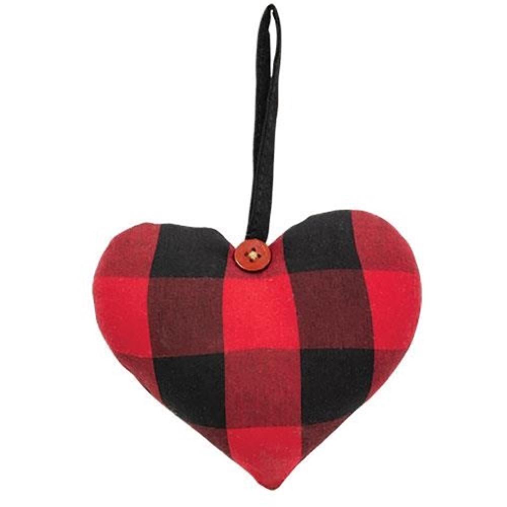 Red & Black Buffalo Check Heart Ornament - Rustic Christmas Tree Decoration for Holiday Home Decor, Perfect for Xmas Gifts & Farmhouse Style Parties