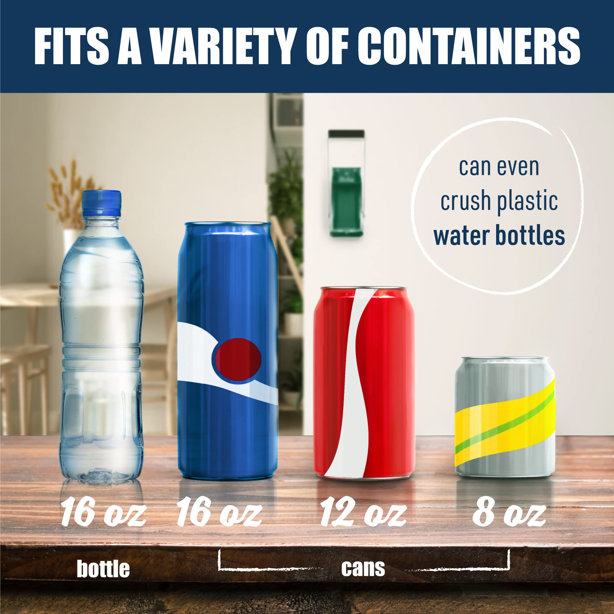 **McKay 16 oz. Heavy-Duty Metal Can Crusher - Wall-Mounted Aluminum Can Smasher for Seltzer, Soda, Beer Cans & Bottles Recycling - Eco-Friendly & Space-Saving (Hunter Green) - Perfect for Home, Garage, or RV Use**