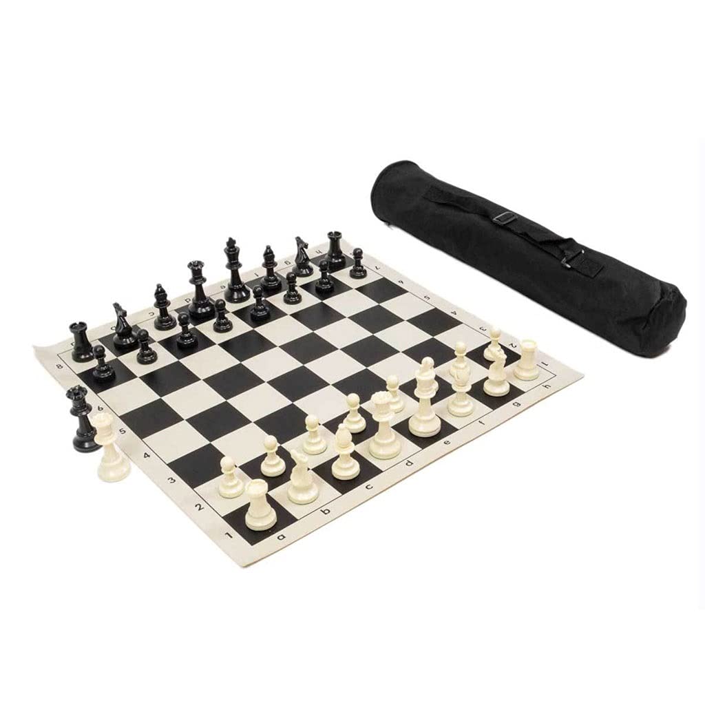 Premium Wooden Chess Set with Carry Bag - 51cm Blue & White Chess Board & Handcrafted Pieces + 4 Extra Queens - Portable Strategy Game for Adults & Kids - Perfect for Travel, Gifts & Brain Training
