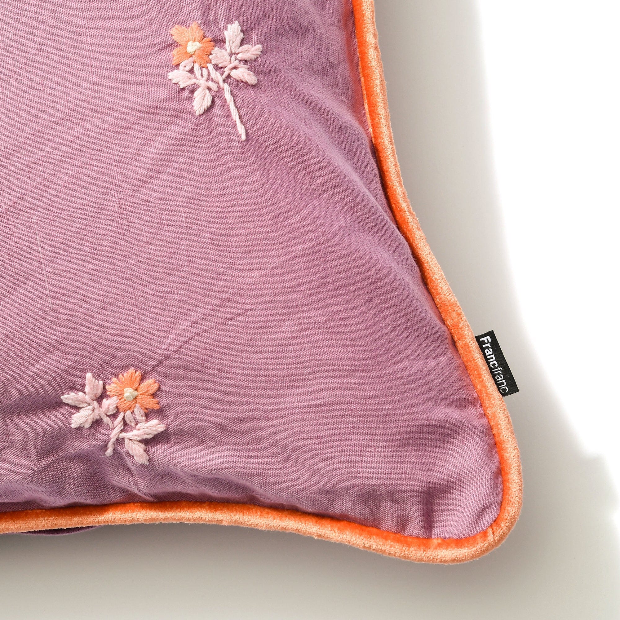 EMB Flower Cushion Cover 18x18 Inches Purple - Decorative Pillow Case for Sofa, Bed, Chair - Soft & Stylish Home Decor Accessory