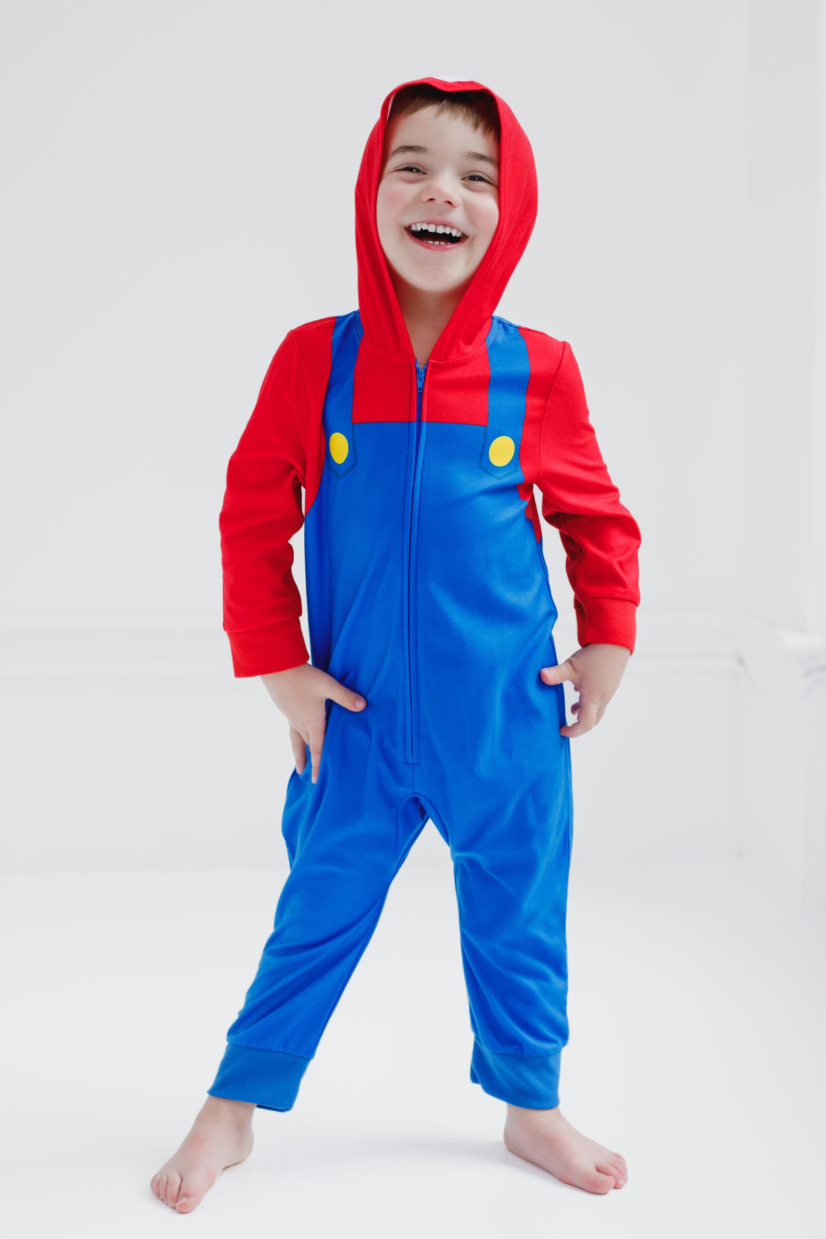 Super Mario Nintendo Zip-Up Pajama Coverall for Toddlers (2T-5T) - Soft & Comfortable Sleepwear for Boys & Girls - Perfect for Bedtime, Lounging & Playtime