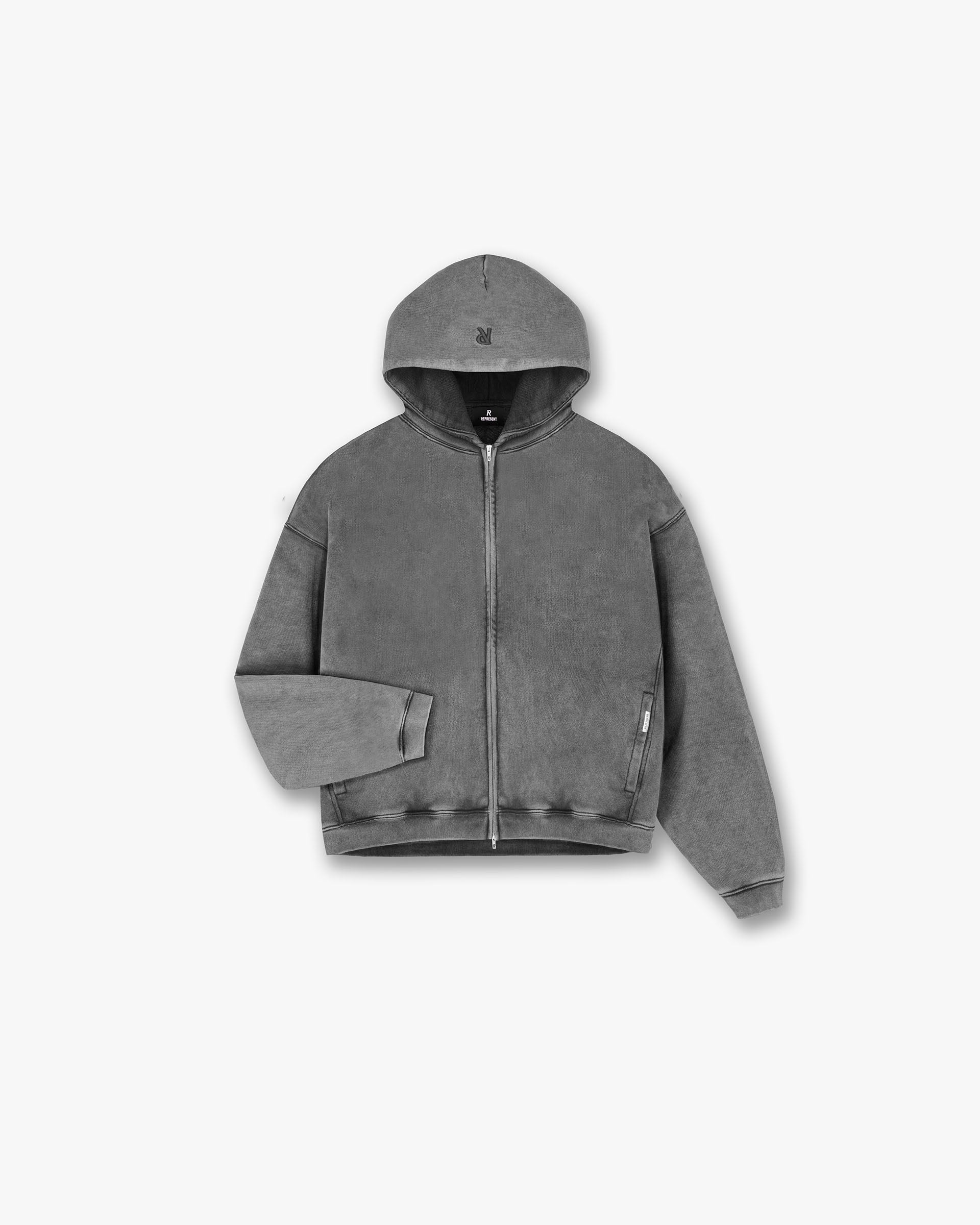 Initial Boxy Zip Through Hoodie - Vintage Grey | Stylish Unisex Pullover for Casual Wear & Street Fashion